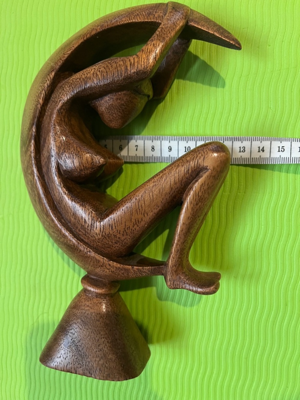Vintage Hand-Carved Suar Wood Abstract Moon Goddess Sculpture - Balinese Art - Picture 11 of 11